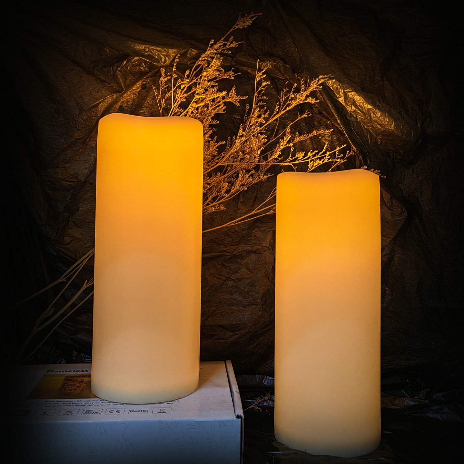 4”x10” Battery Operated Candle with Timer Large Led Candle Outdoor Waterproof