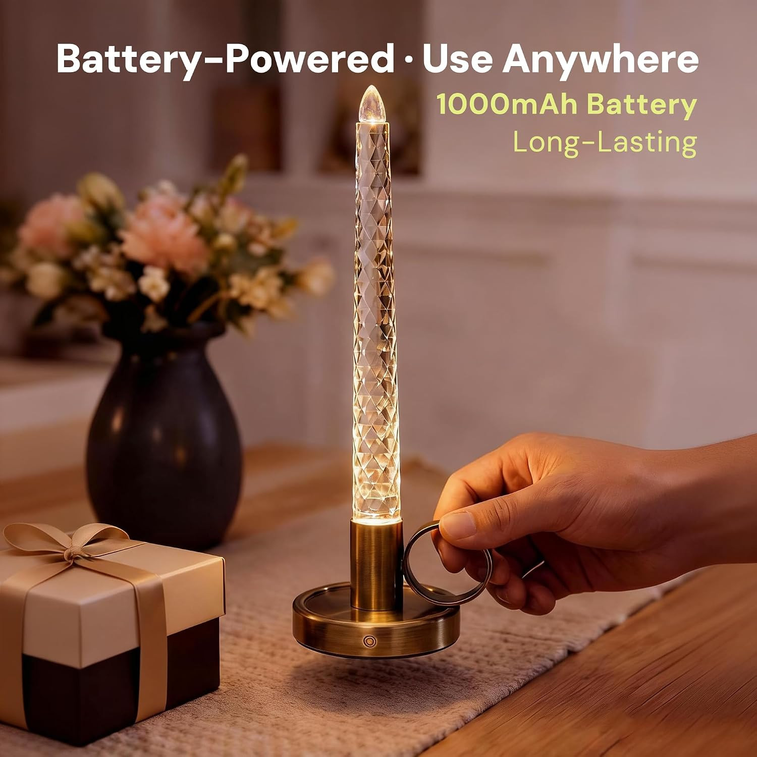 Flameless Candles, 3 Level Brightness Adjustable, 1000Mah | Rechargeable Battery