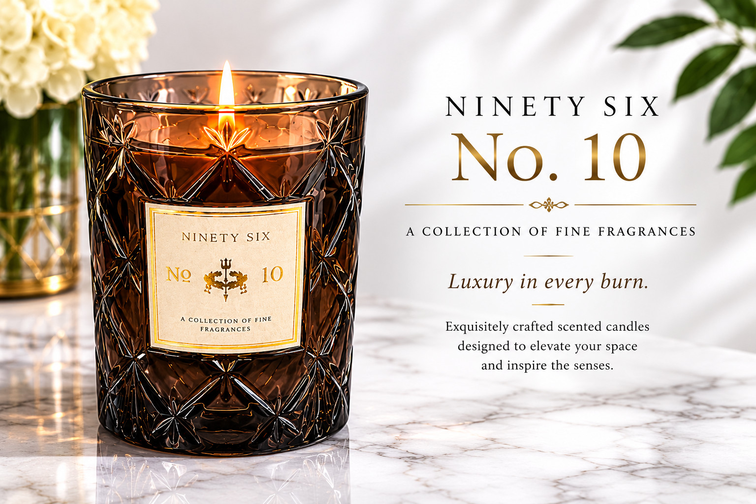 Ninety Six No. 10 Luxury Scented Candle | Premium Cut Glass Jar | Elegant Home D