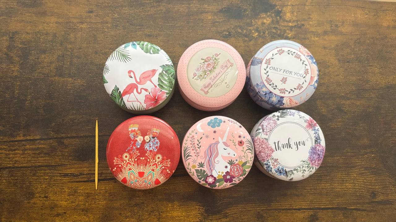 Handmade Soy Wax Candles – Set of 6 in Decorative Tins, Organic and Eco-Friendly