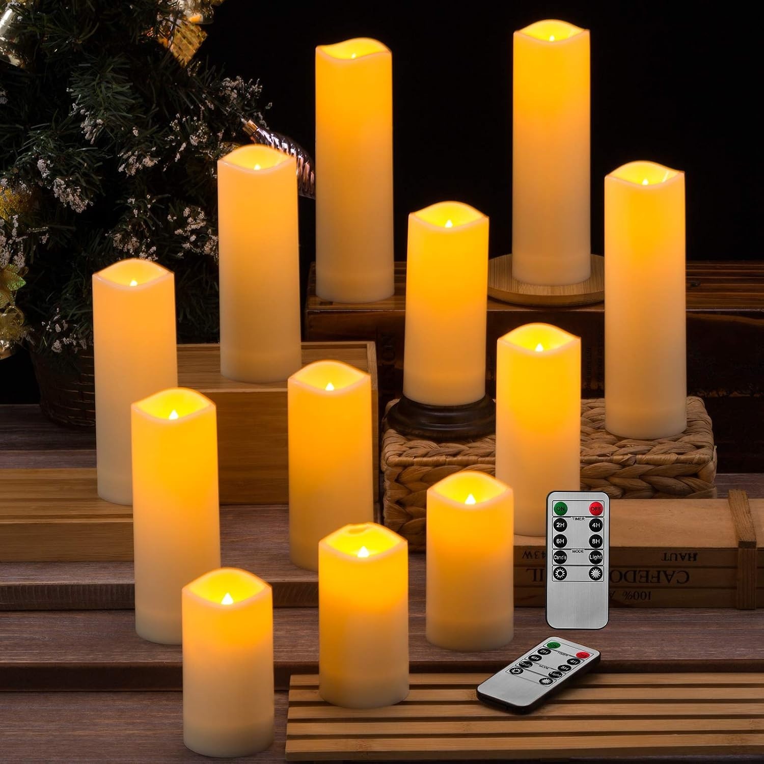 Waterproof Flickering Flameless Candles, Set of 12 Battery Operated Candles D…
