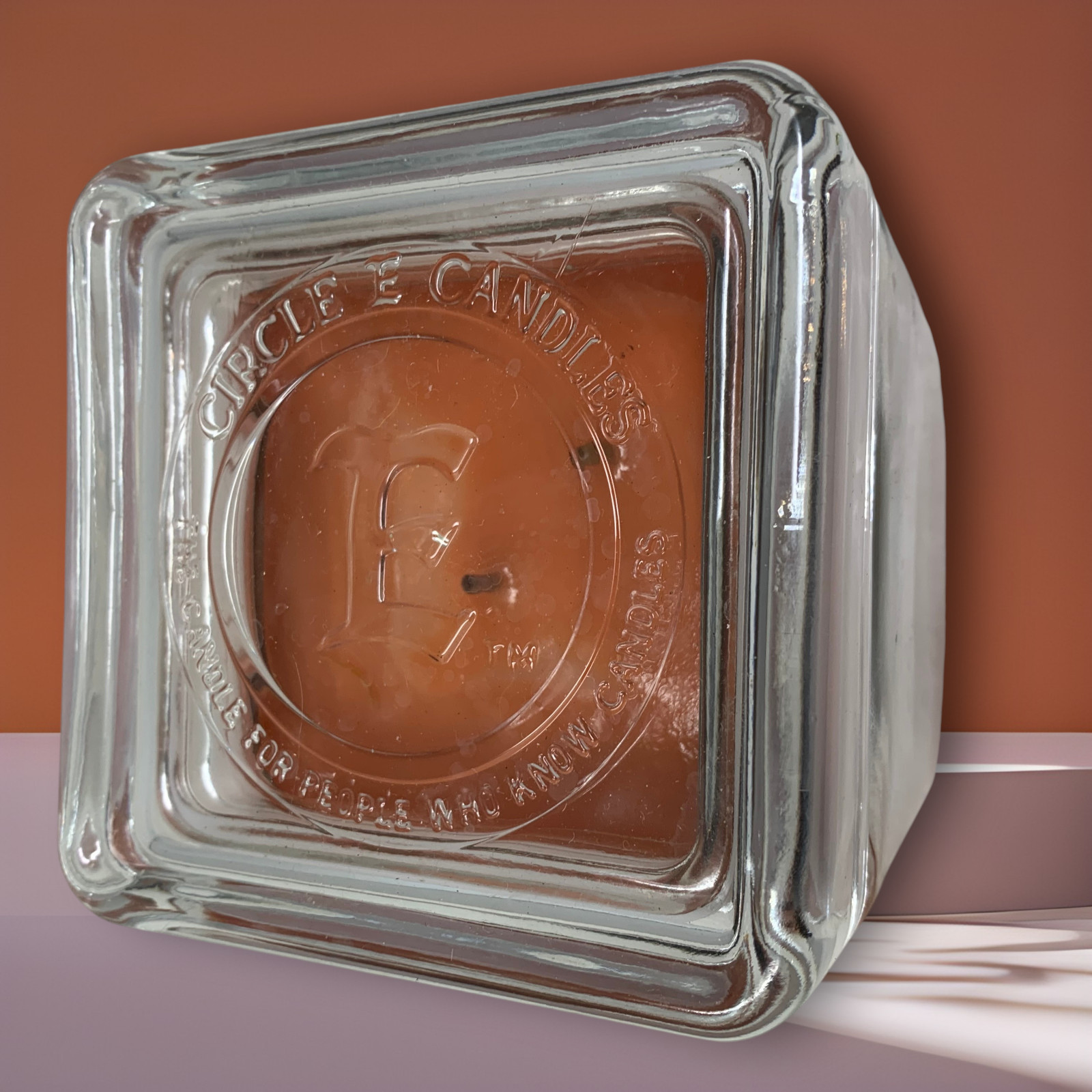 NEW Circle E Candles Wine & Roses Glass 40 oz Square Jar 220 Hour 2 Wicks Texas