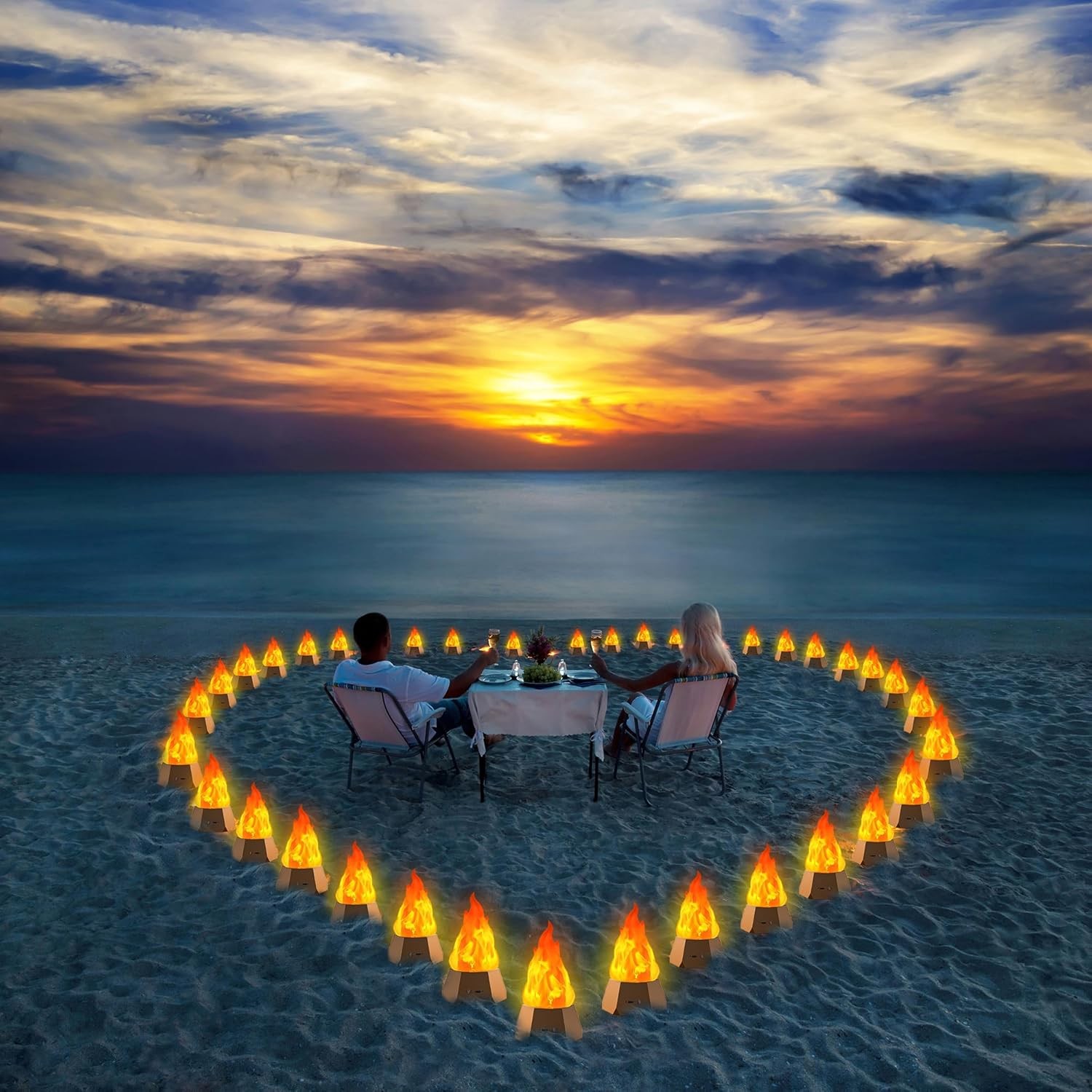 3-Mode LED Flame Lamp, USB Rechargeable Flickering Fire Light for Outdoor/Indoor