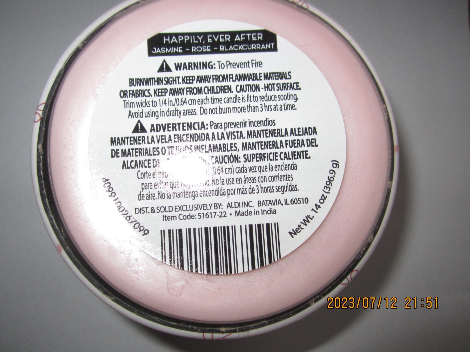 Romantic Love “HAPPILY EVER AFTER” Soy Blend 14 Oz 3 Wick Candle w/ Lid NEW