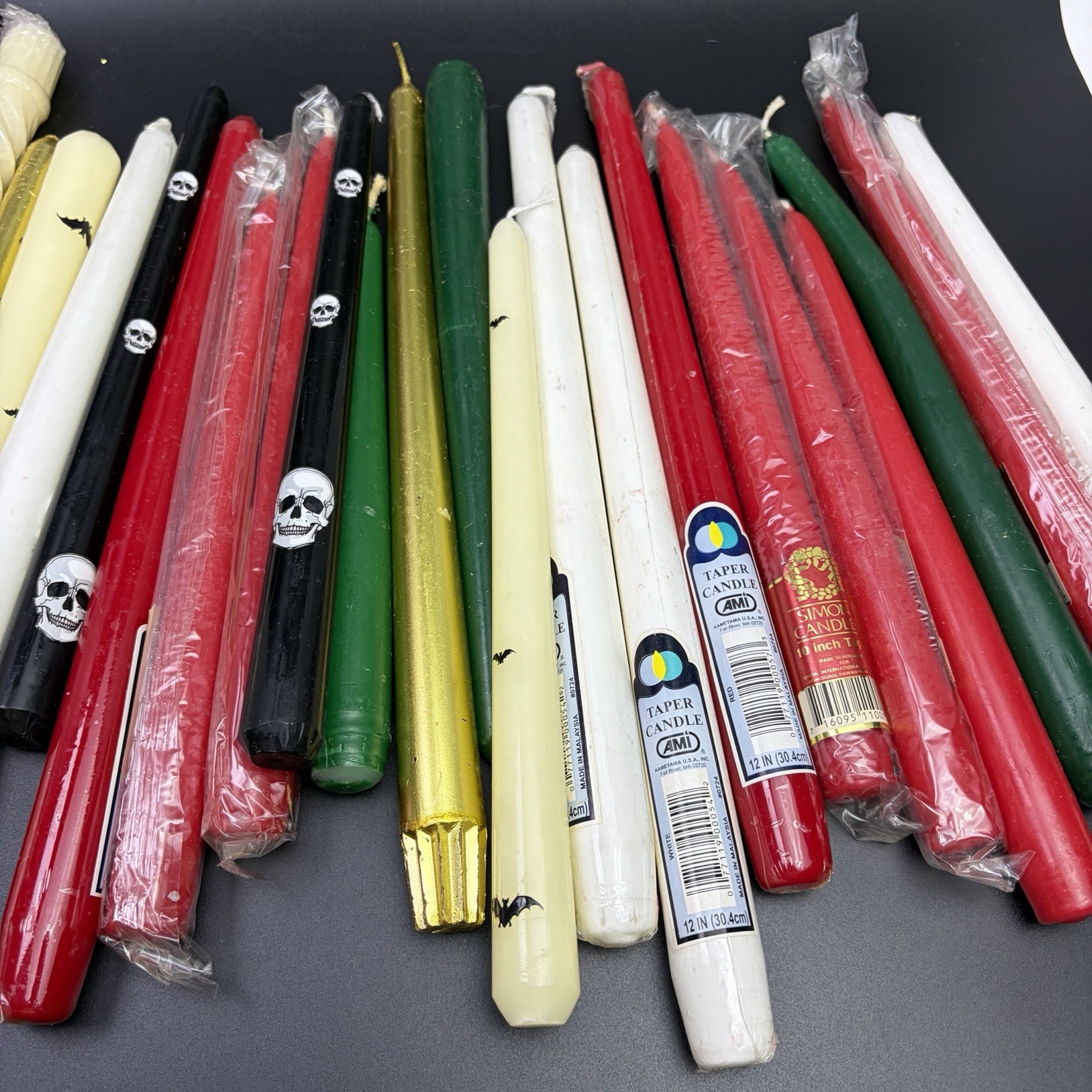 Mixed Lot of 42 Taper Candles Including Simon Red White Green Christmas