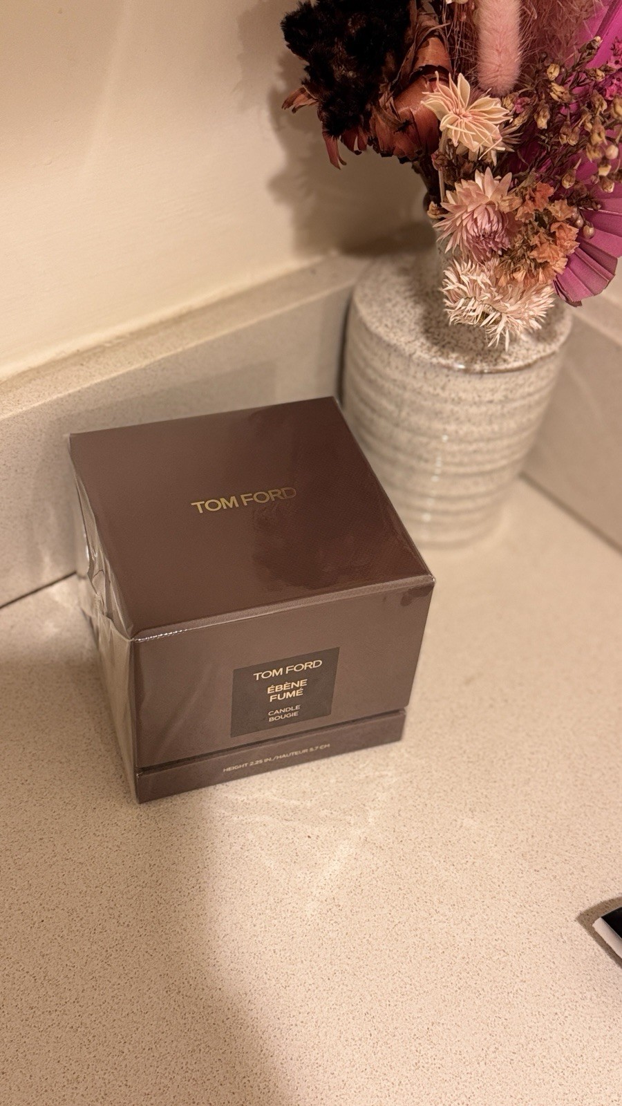 Tom Ford Ebene Fume Candle Bougie Height 2.25 In 5.7 cm NEW Luxury Authentic