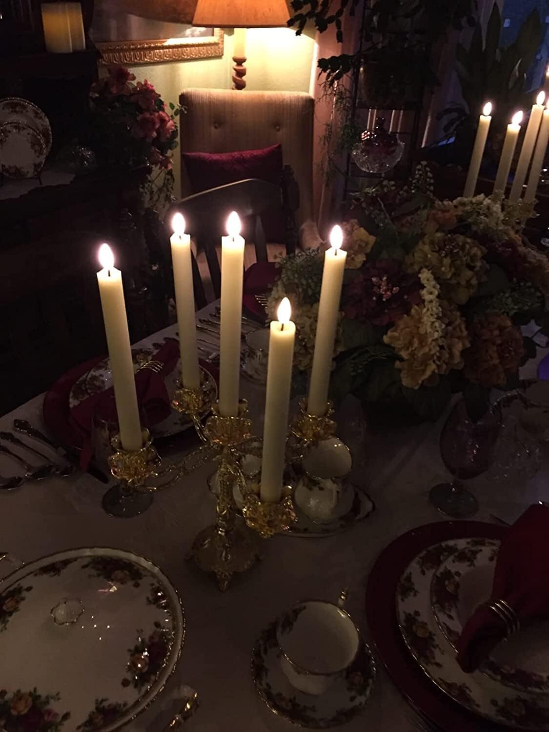 6X Flameless Taper Candles Light Flickering Battery Operated with Remote Timer