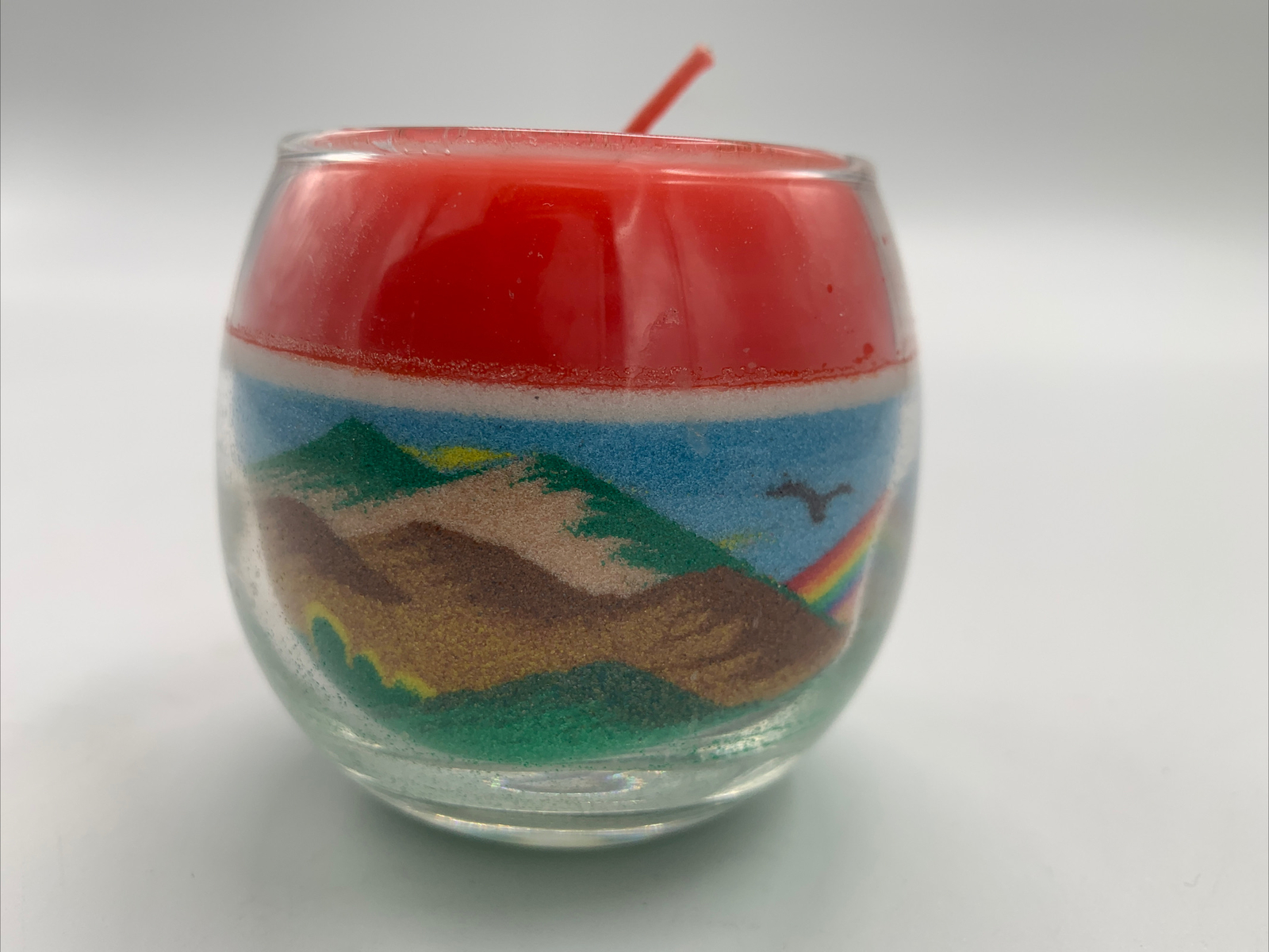 Handcrafted Sand Art Candle by Rainbow Way Ltd New Mexico Made in the USA 2.25”
