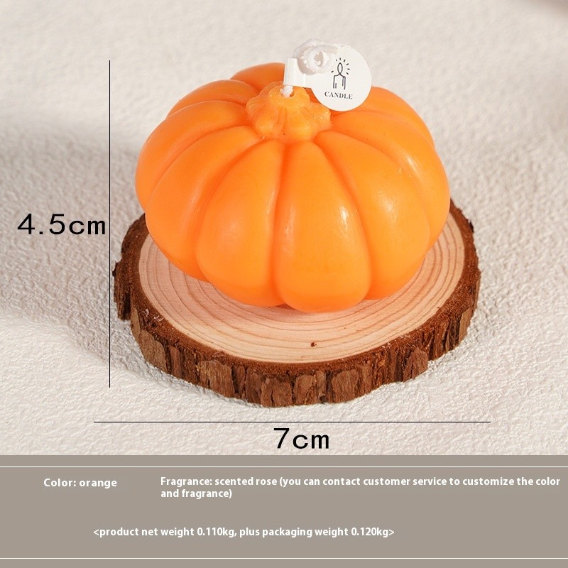 3D Pumpkin Scented Candle Handmade Soy Wax Fall Halloween Home Decor Rose Aroma