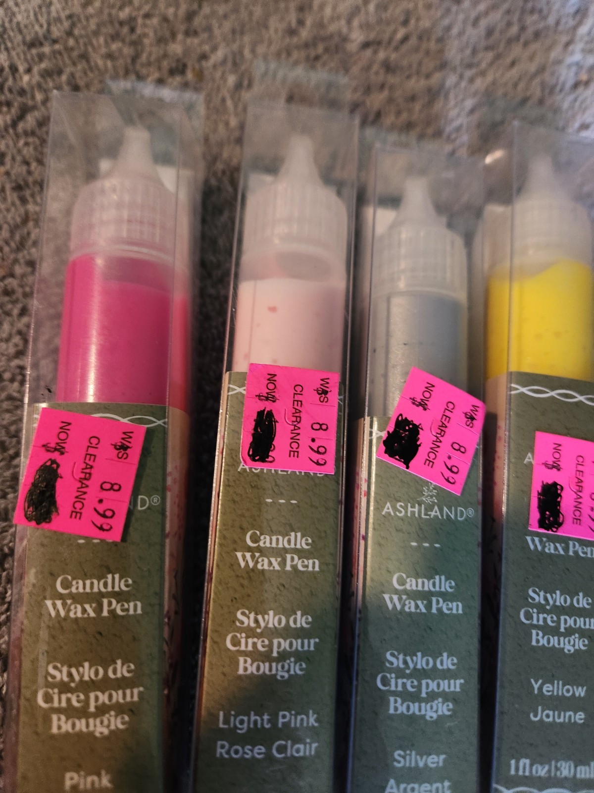 Ashland Candle Wax Pens Crafting Supplies 6 Unopened Wax Pens Pink/Yellow/Silver