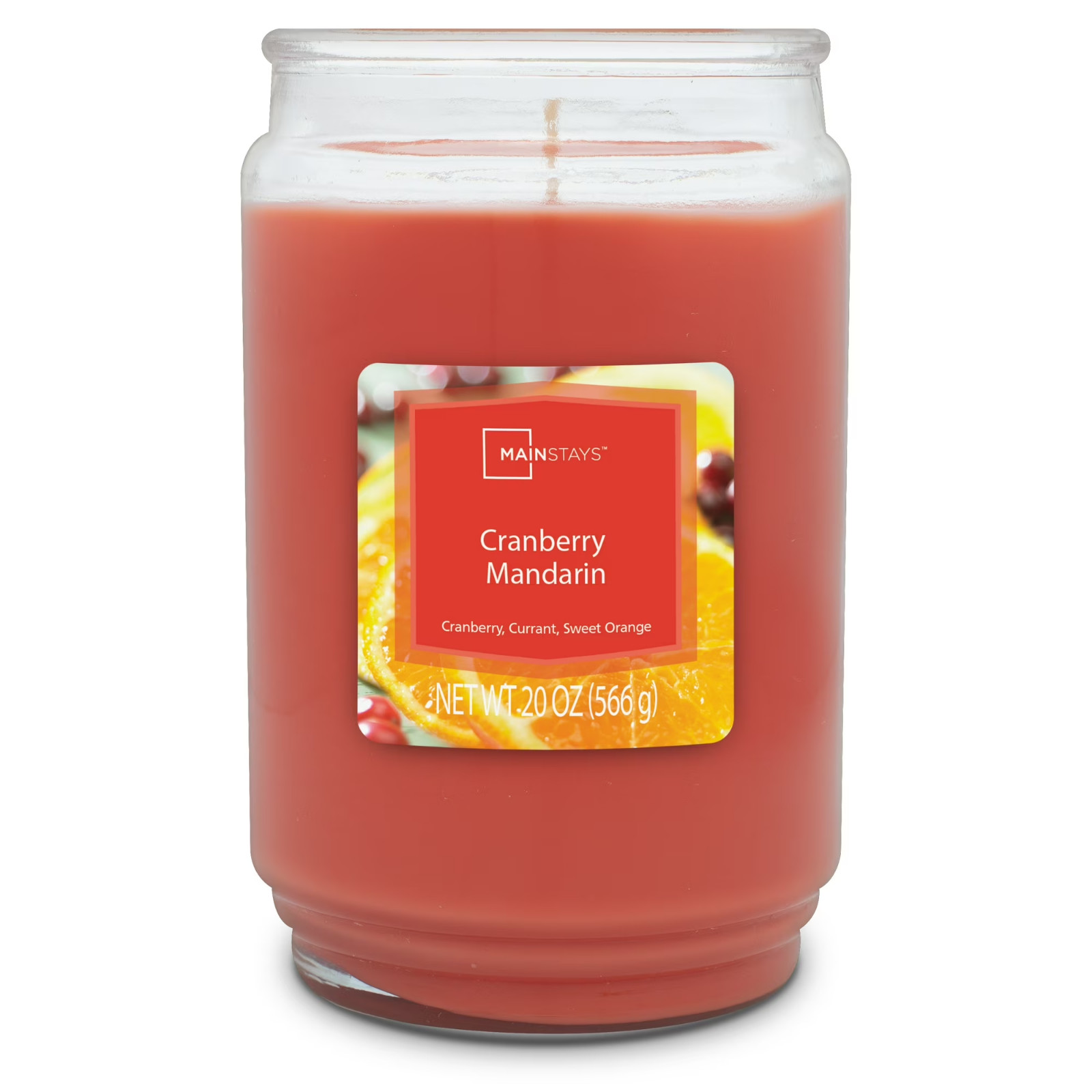 Mainstays Single-Wick scented Glass jar candle cranberry Mandarin 20oz…..