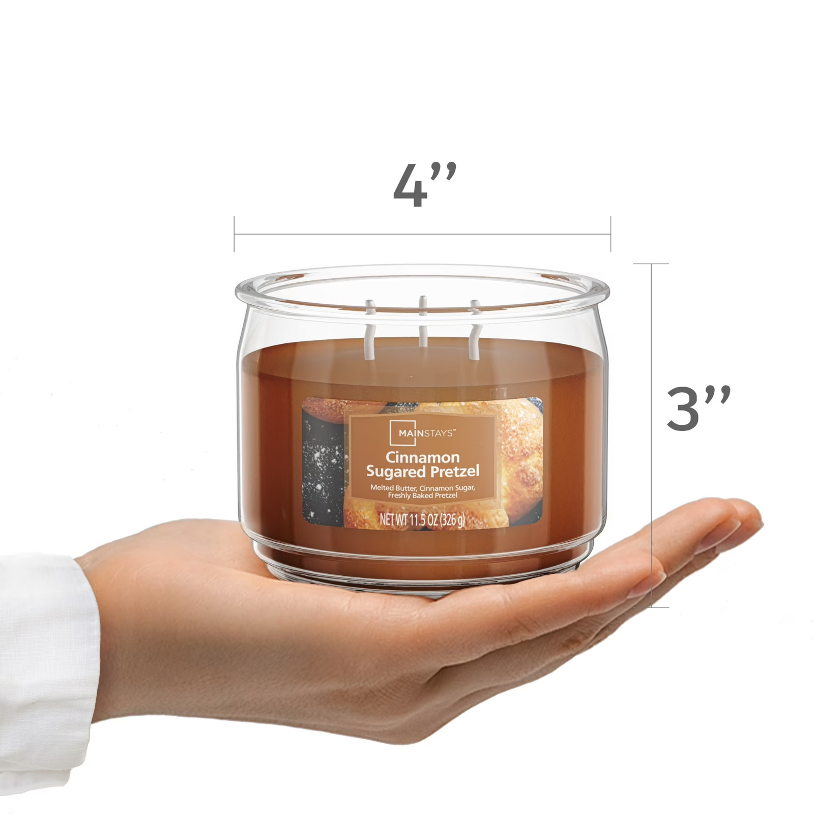 Pack of 2 ,3-Wick Cinnamon Sugared Pretzel Scented Glass Jar Candle, 11.5 oz …
