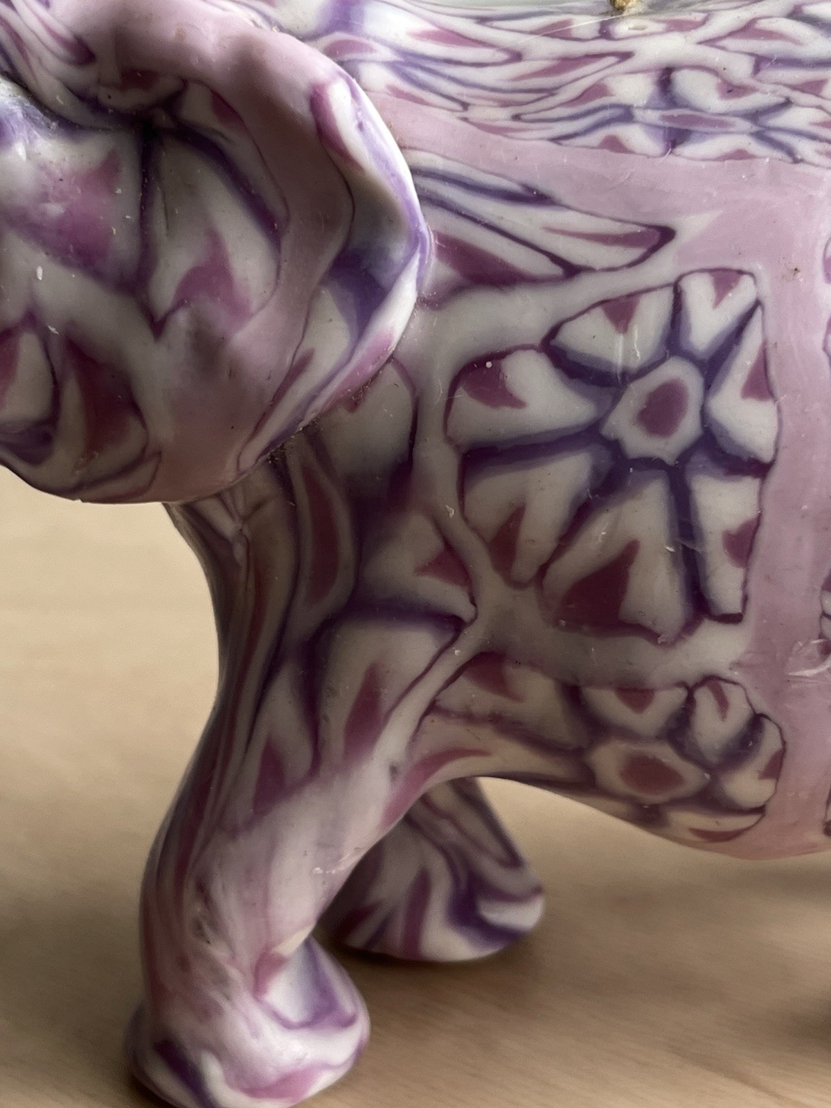 Vtg Swazi Candle Elephant Rhino Millefiori Wax Art African Animals Lot Of 2