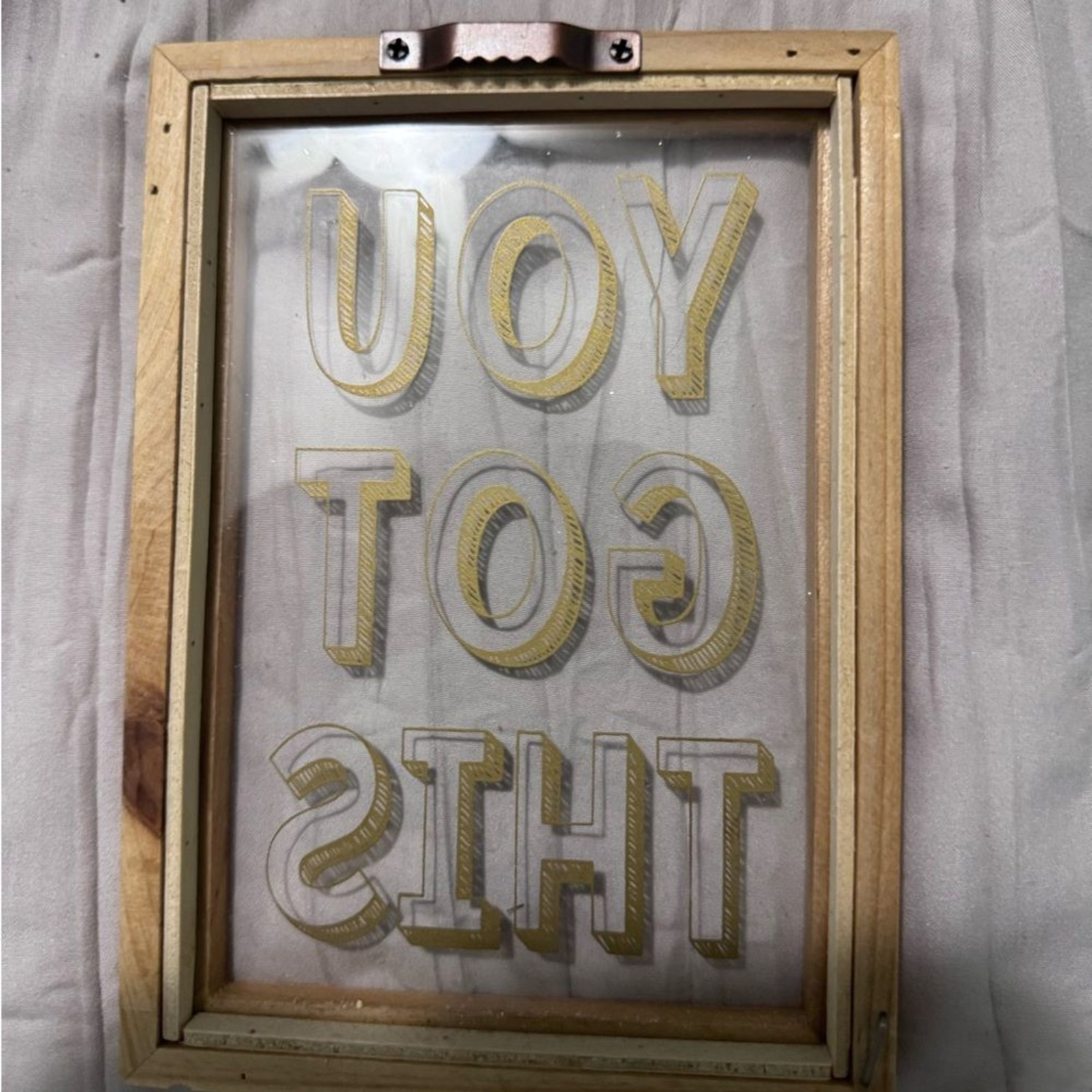 Target Wooden Framed Art with Gold Text
