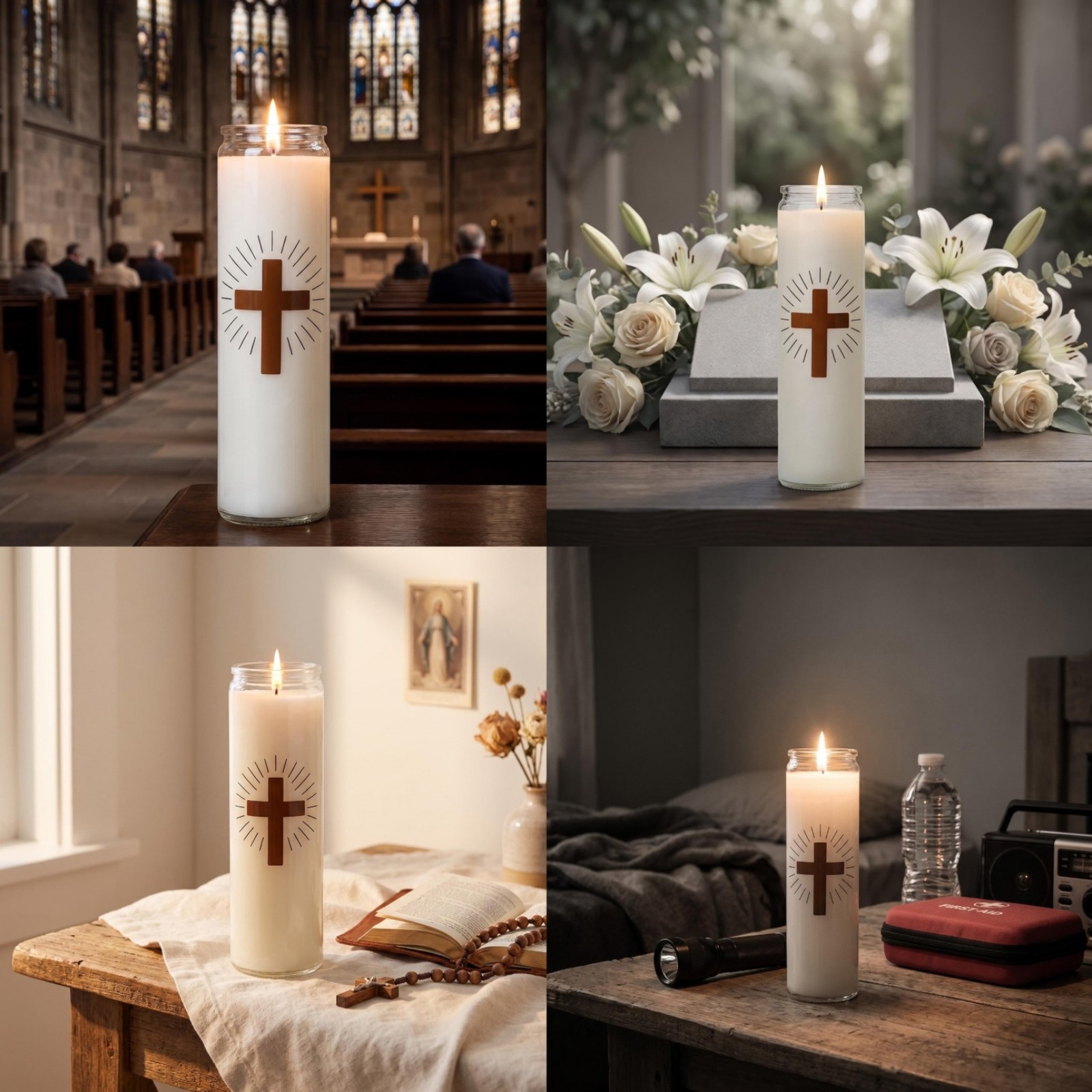3 Pack Natural Soy Prayer Candles 9 Day Devotional Catholic Vigil Church Candle