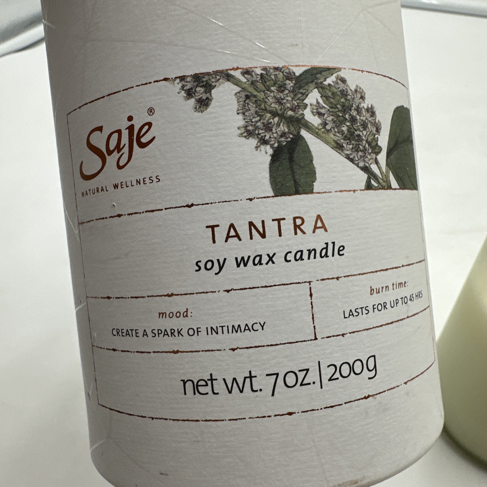 Saje Natural Wellness Tantra Soy Wax Candle NEW 7oz 200g 45 Hours Spark Intimacy