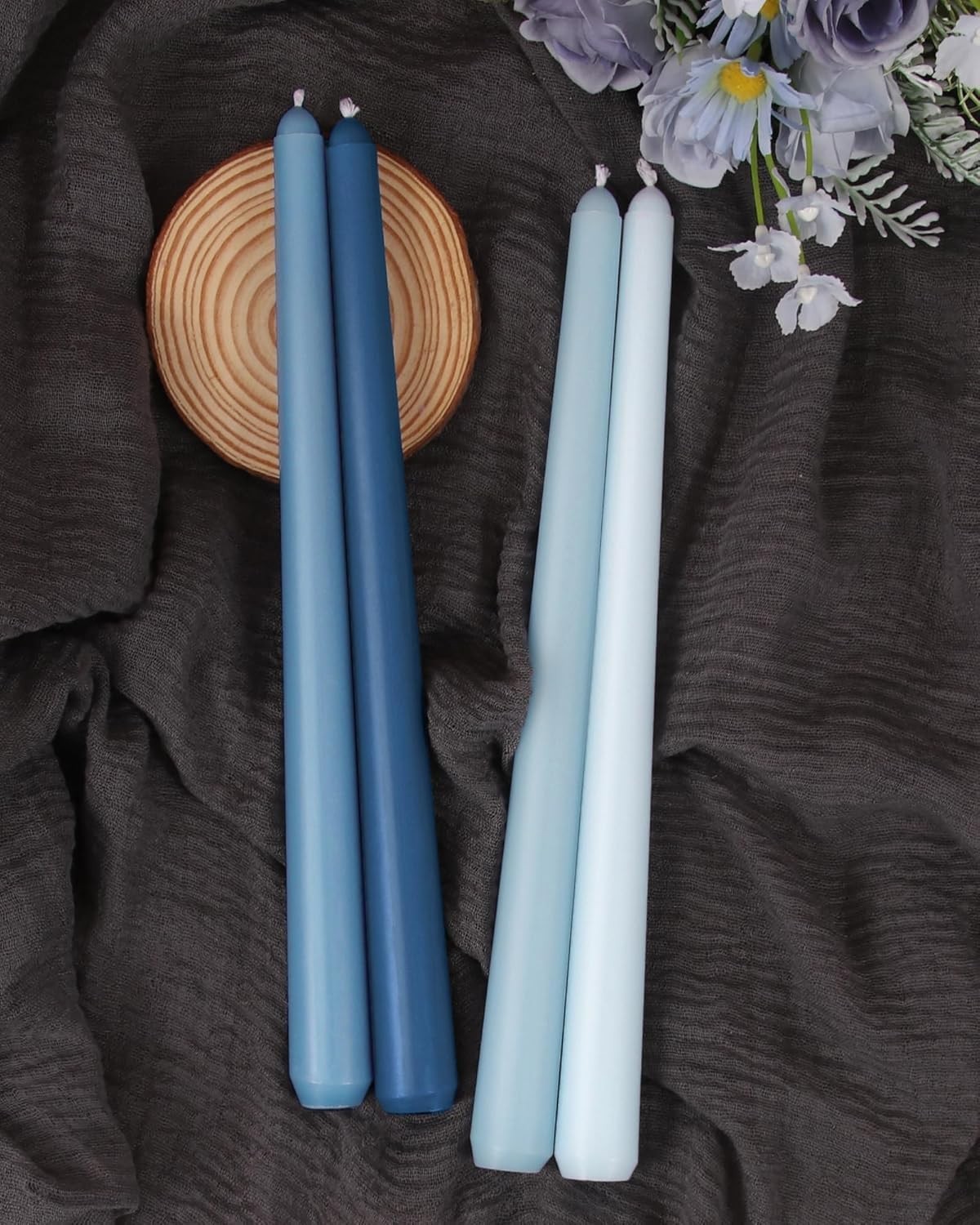 10 Inch Taper Candles, 12 Pack Blue-Unscented, Dripless Design– Long Tall Tap…