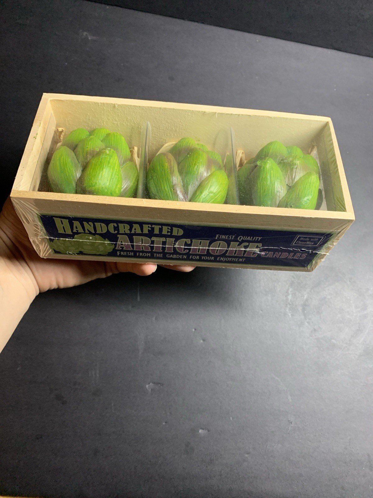 PURE CANDLE Handcrafted Artichoke Clean Wax Candles Mini Crate of 3 NEW & SEALED