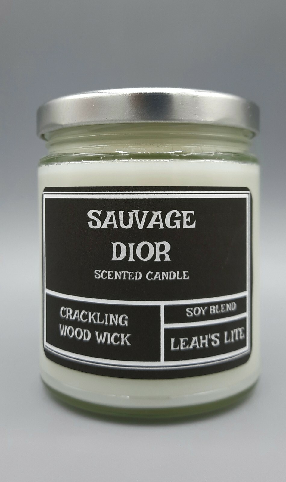 Wood wick * SAUVAGE DIOR FOR MEN TYPE scented * 9oz. * Leah’s Lite Candle Co