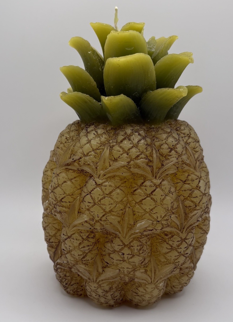 Vintage Siam Karat Figural Pineapple Candle 6” Yellow Tropical Decor NOS