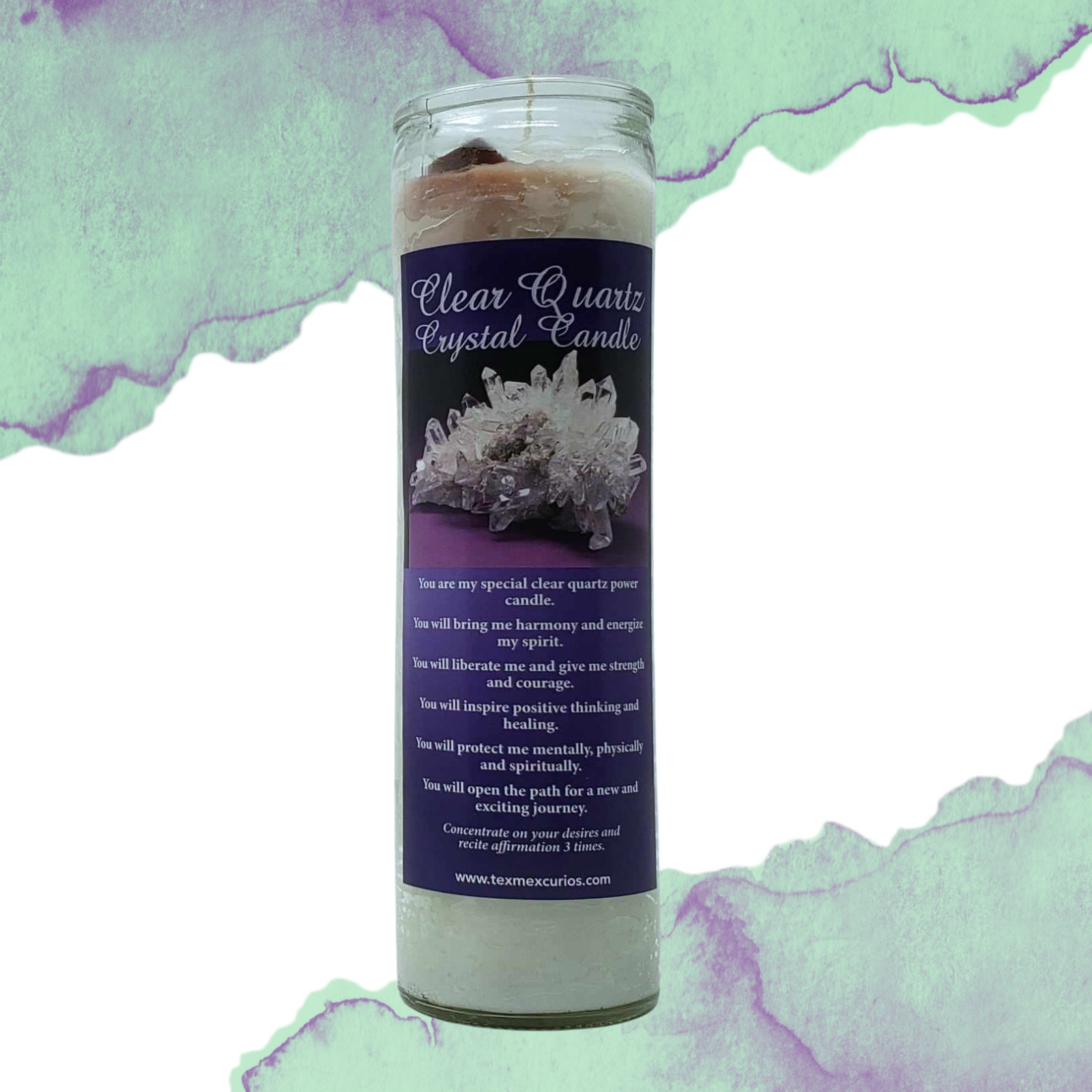 Crystal Healing, Set of 4 Candles ~ Amethyst, Tiger’s Eye, Rose & Clear Quartz