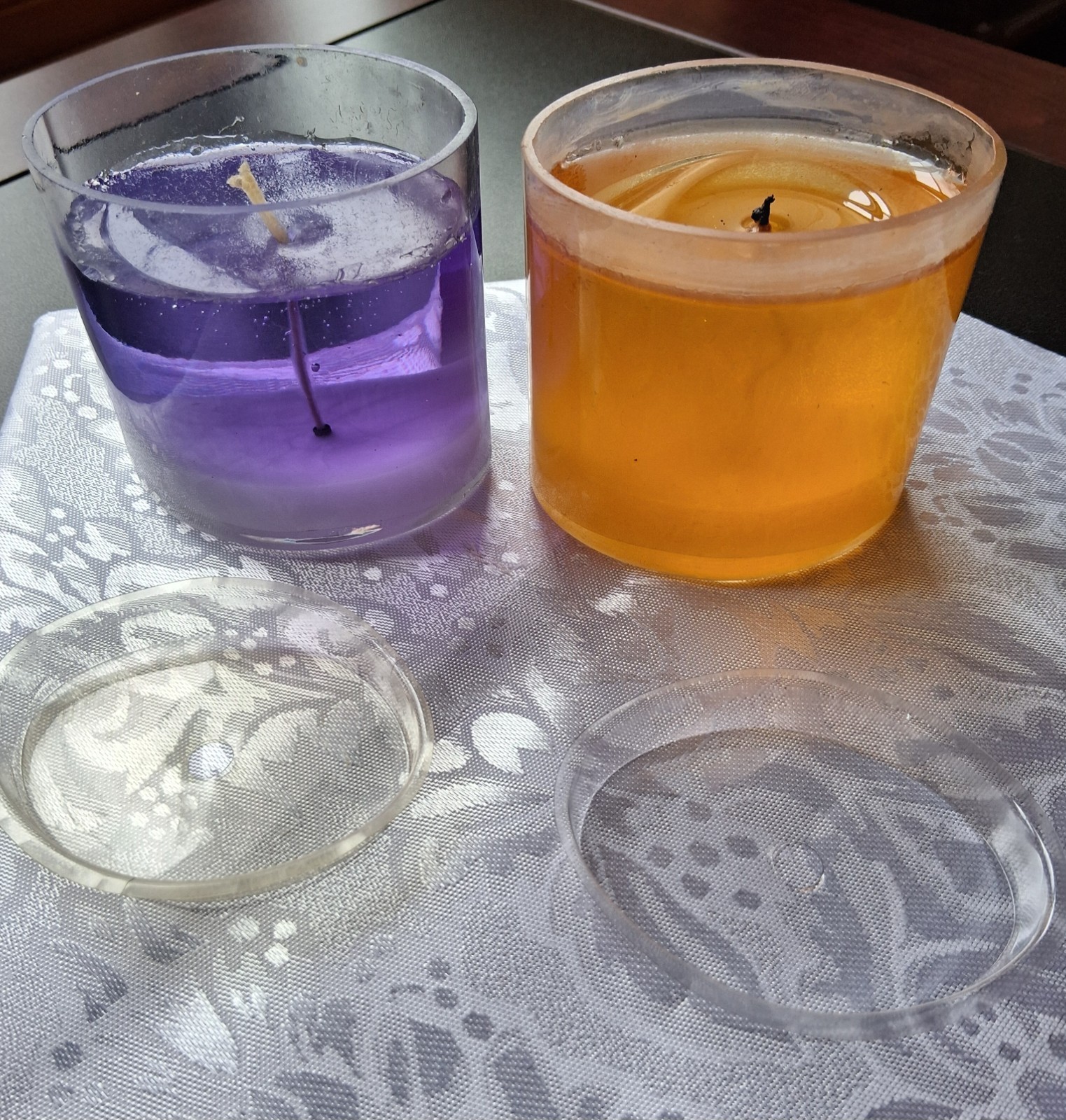 Gel Candle Lot of 4 McAuley’s Vanilla and Mulberry, Purple and Yellow Oval 3″