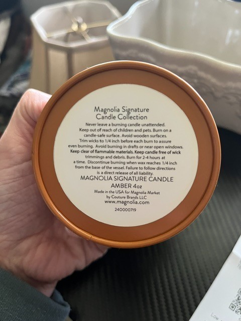 Magnolia Market Signature Candle Amber 4oz-No Box