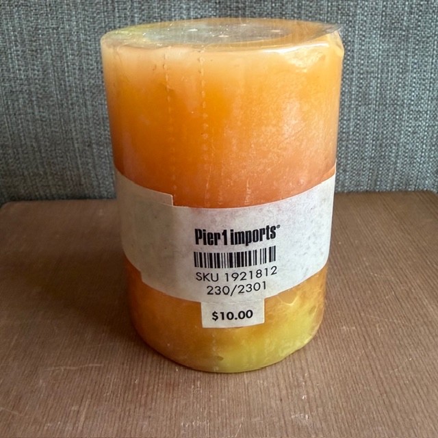 Pier 1 Multiples Candle 3×4 Tropical Ginger Peach Mango NOS 60Hr