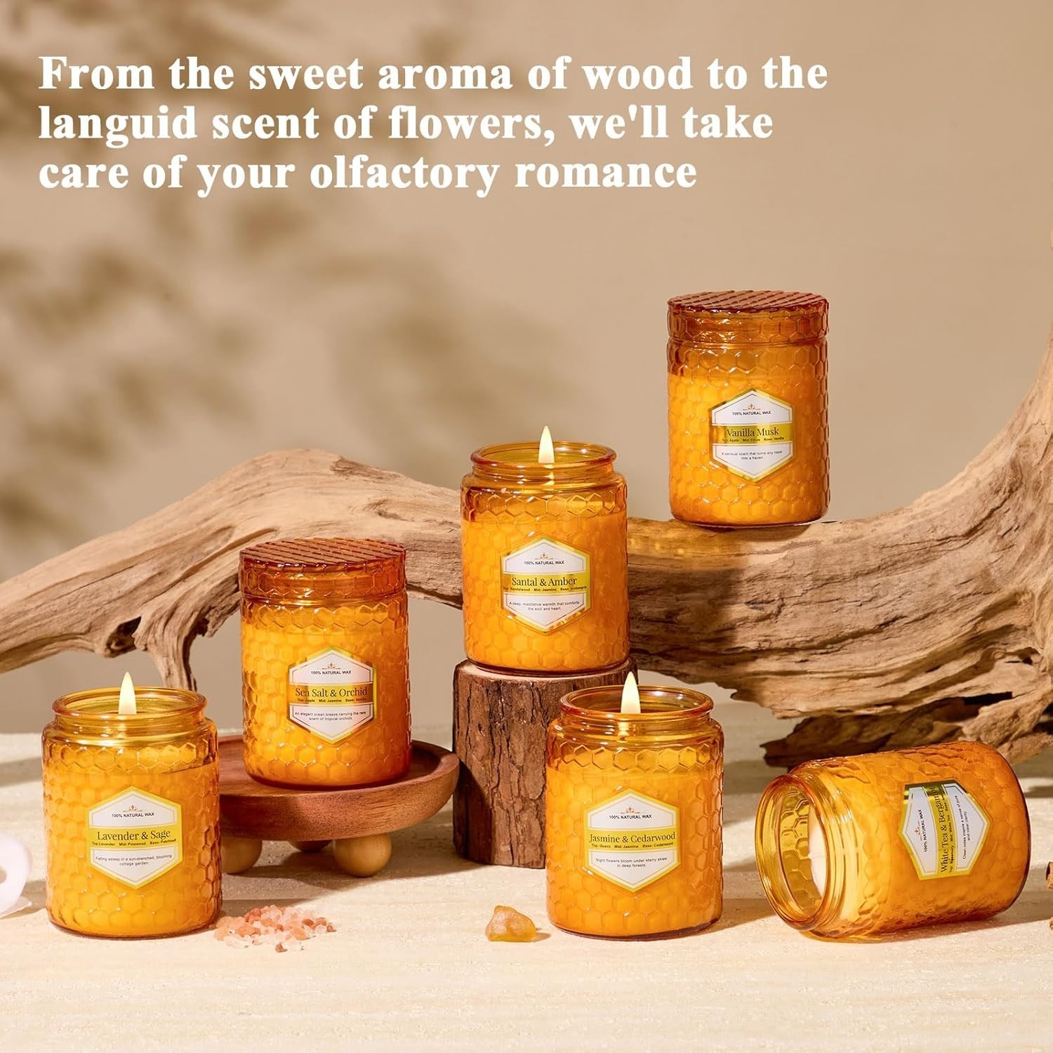 6 Pack Natural Soy Wax Jar Candles for Home, Scented Aromatherapy Gift Set fo…