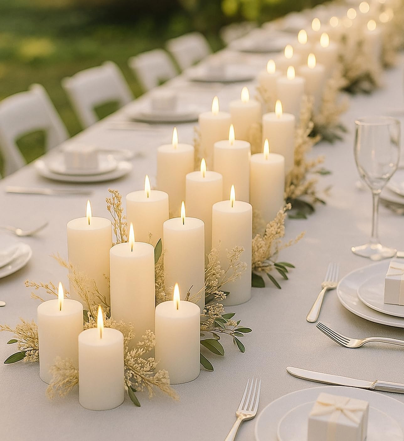 36 Pcs White Pillar Candles Bulk Set，2X3 2X6 2X8 Inch – 12 Each Size，Hurricane C