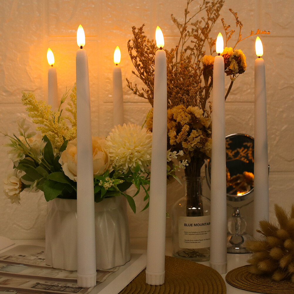 12Pack Flickering Flameless Taper Candles Light with Remote Control Timer Dimmer