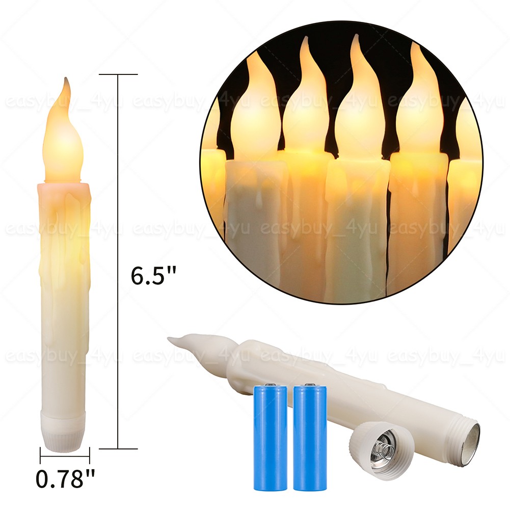 12PCS Battery Operated Flameless LED Taper Candles light Christmas Window Candle