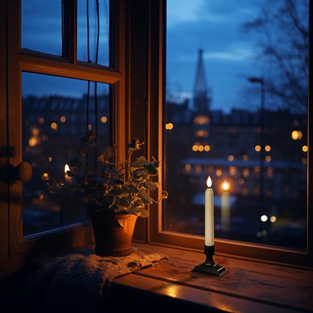 6 Pcs Window Candles with Sensor Dusk to Dawn, Ivory Electric Window Candle F…