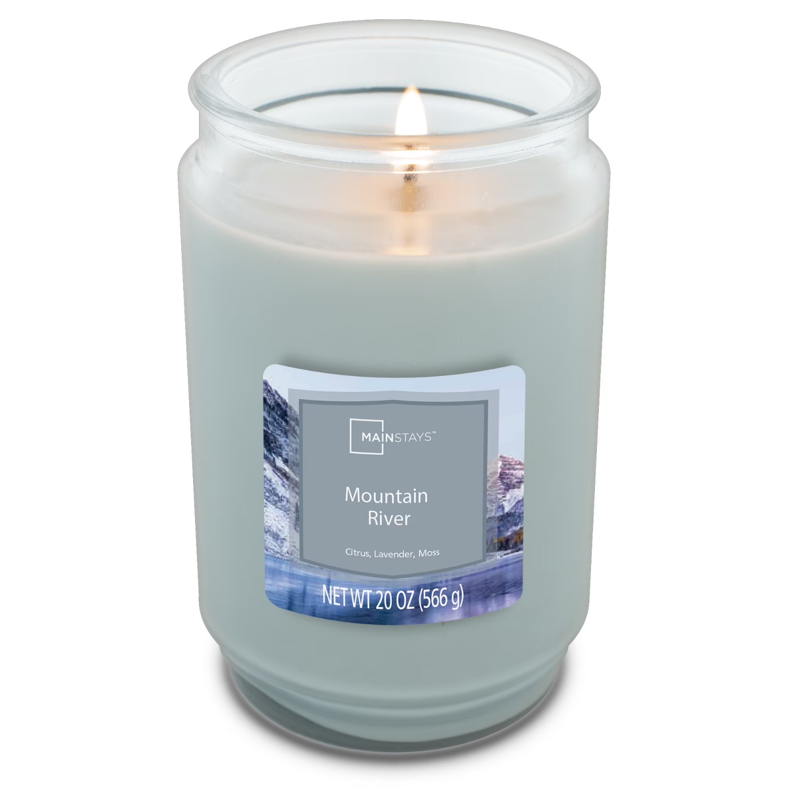 Mainstays Mountain River scented single-Wick Large Glass Jar candle 20 oz…