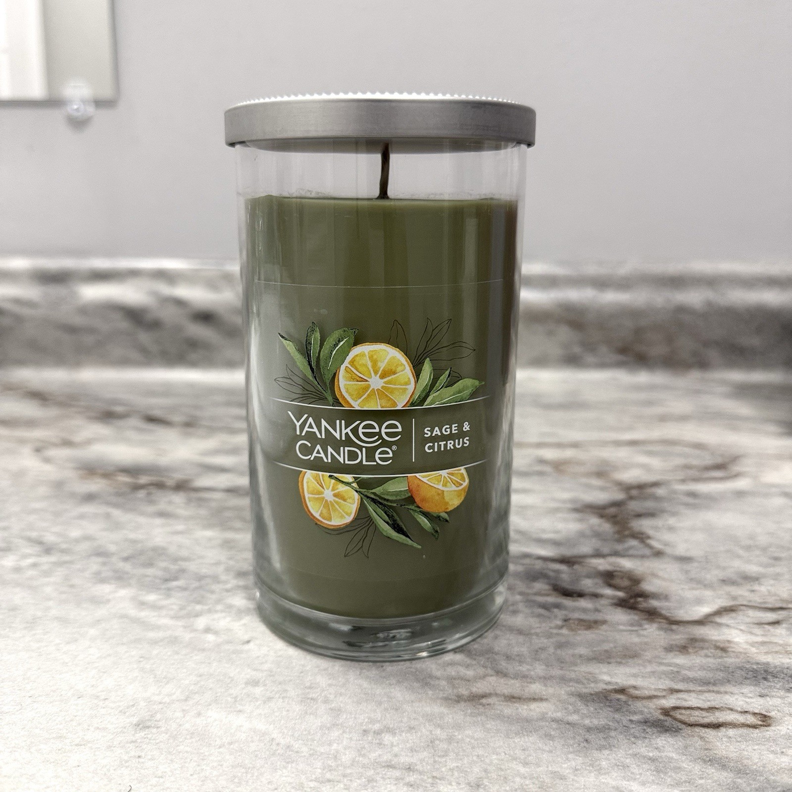 NEW Yankee Candle Sage & Citrus Medium Candle Fresh Clean Scent Fast Shipping!