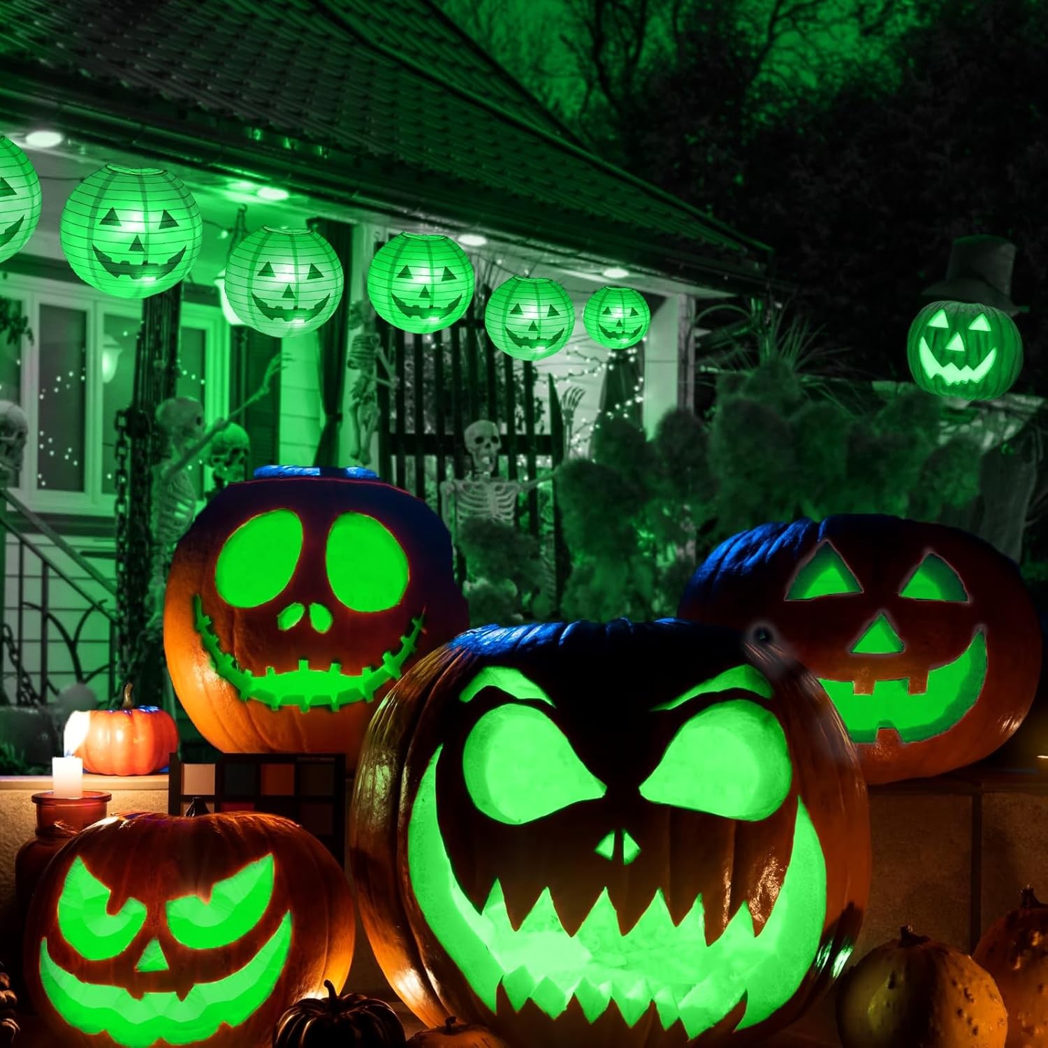 Litake Halloween Jack-O-Lantern Lights, Dimmable RGB Color Changing 3 pack