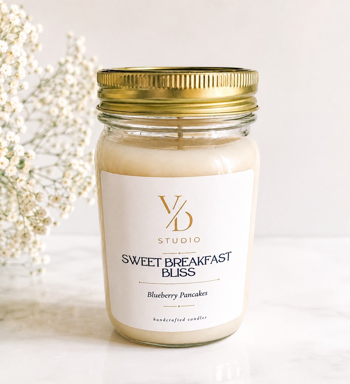 Blueberry Pancakes Scented Soy Candle Jar Handmade Home Fragrance 12 oz