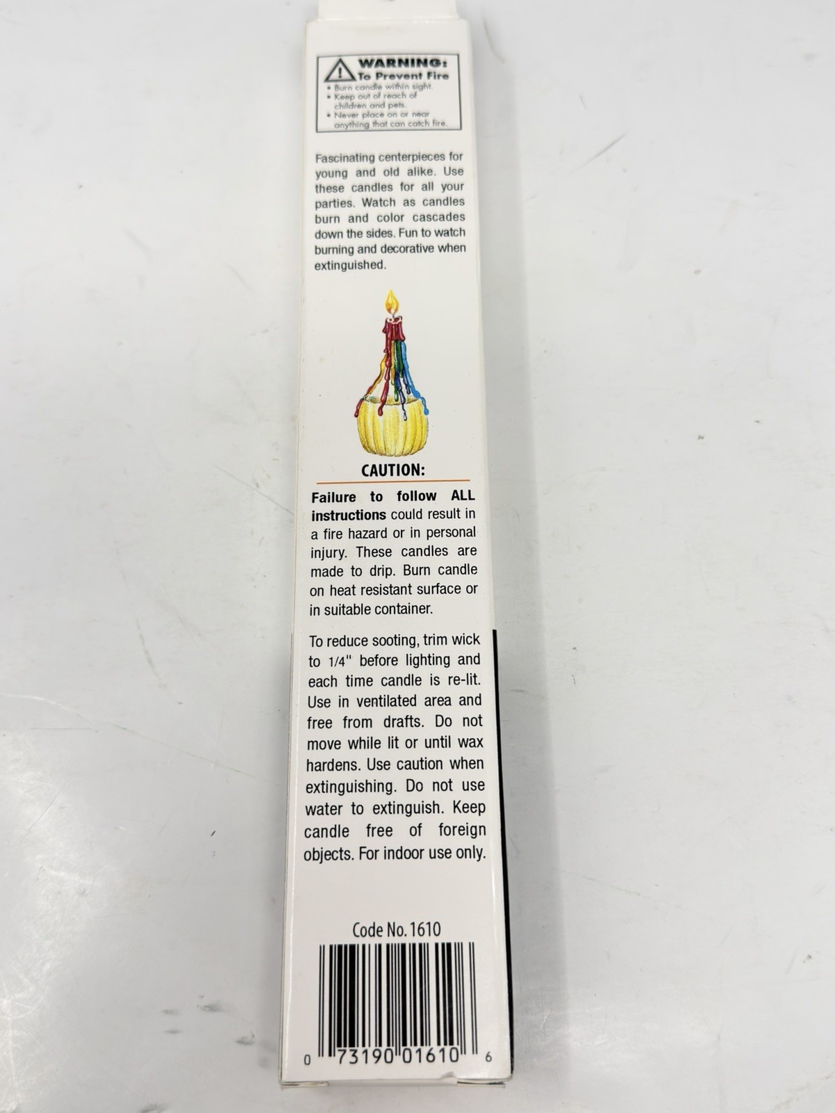 Color Drip Candles/ 9 1/2in Tall/ 1 Box(2pk) /NEW