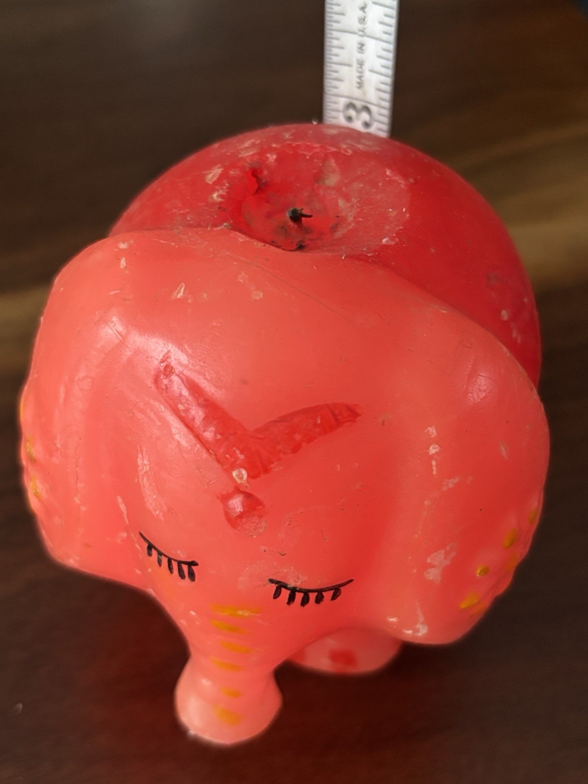 Vintage 1970s Pink Elephant Candle Groovy Hippie Bedroom Wax Used 3”x3”