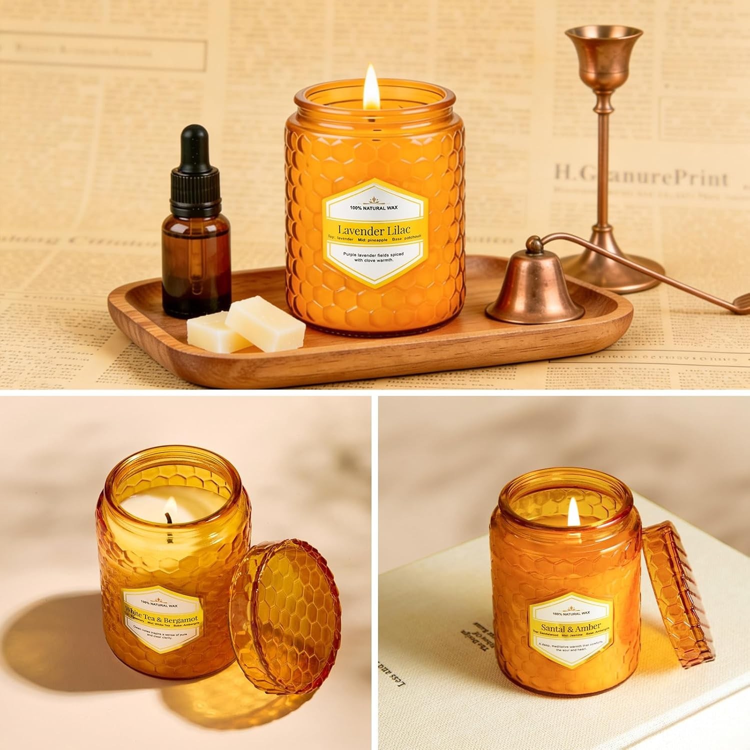 6 Pack Natural Soy Wax Jar Candles for Home, Scented Aromatherapy Gift Set fo…