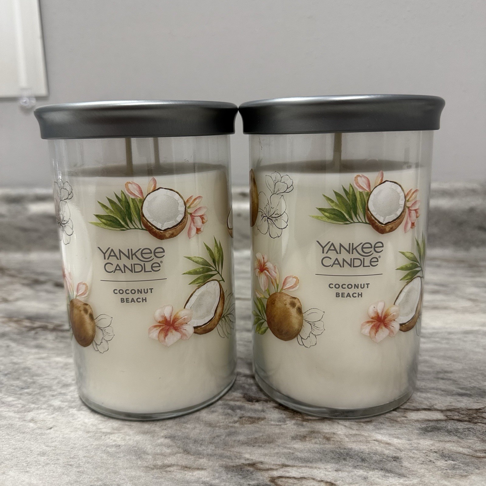 NEW Lot of 2 Yankee Candle Coconut Beach Signature Large 20 oz 2-Wick Candles!