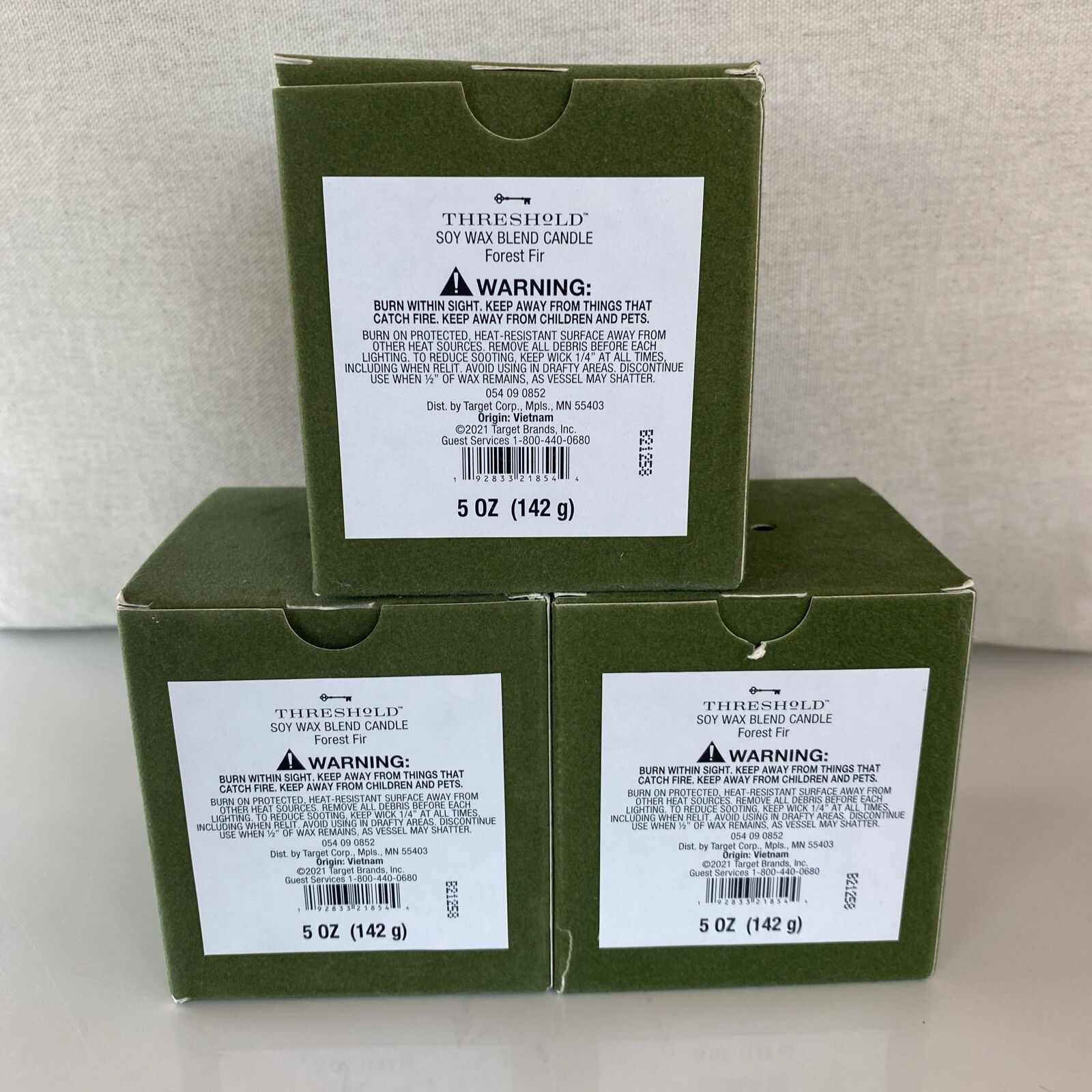Threshold Forest Fir Scented Candles (3) Soy Wax Blend Ea. 5oz Size LOT