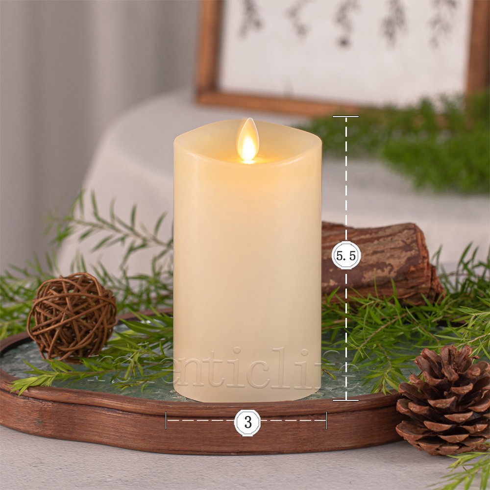 3″ Luminara Flameless LED Pillar Wax Battery Candles w/Remote Moving Wick Ivory