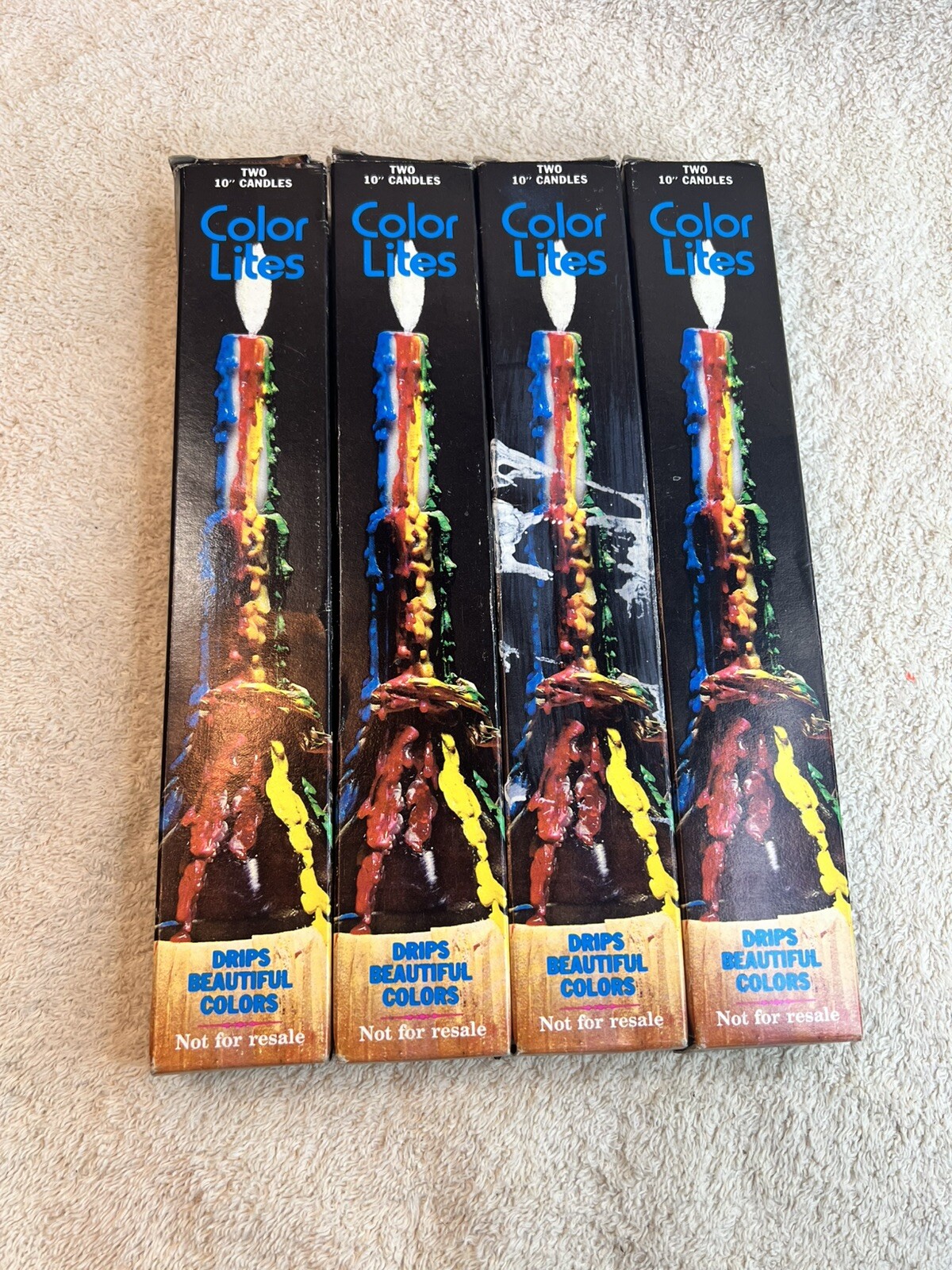 10″ Taper Color Lite Colorful Drip Candles Lot 7 Multi Color Candles
