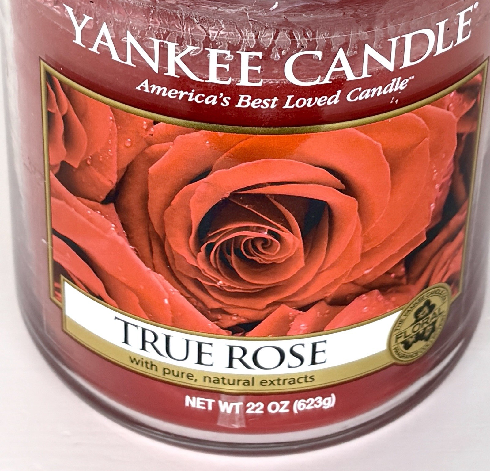 Yankee Candle True Rose Large 22 oz Glass Jar White Label Partially Used