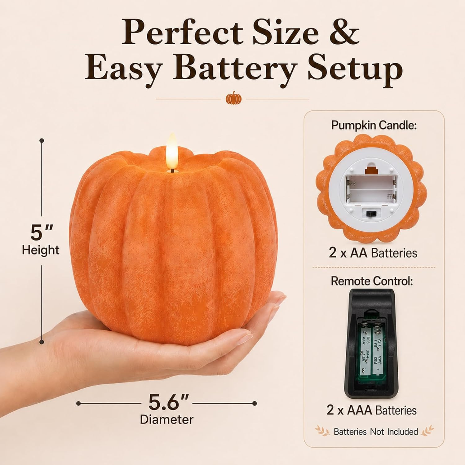 Fall Decorations for Home – Flameless Pumpkin Candles with Remote Timer, Realist