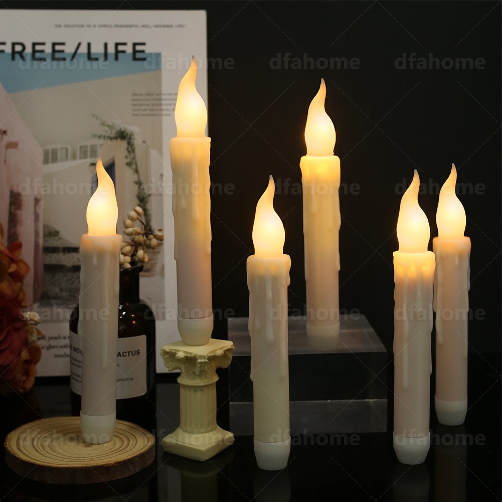 12PCS Battery Operated Flameless LED Taper Candles light Christmas Window Candle