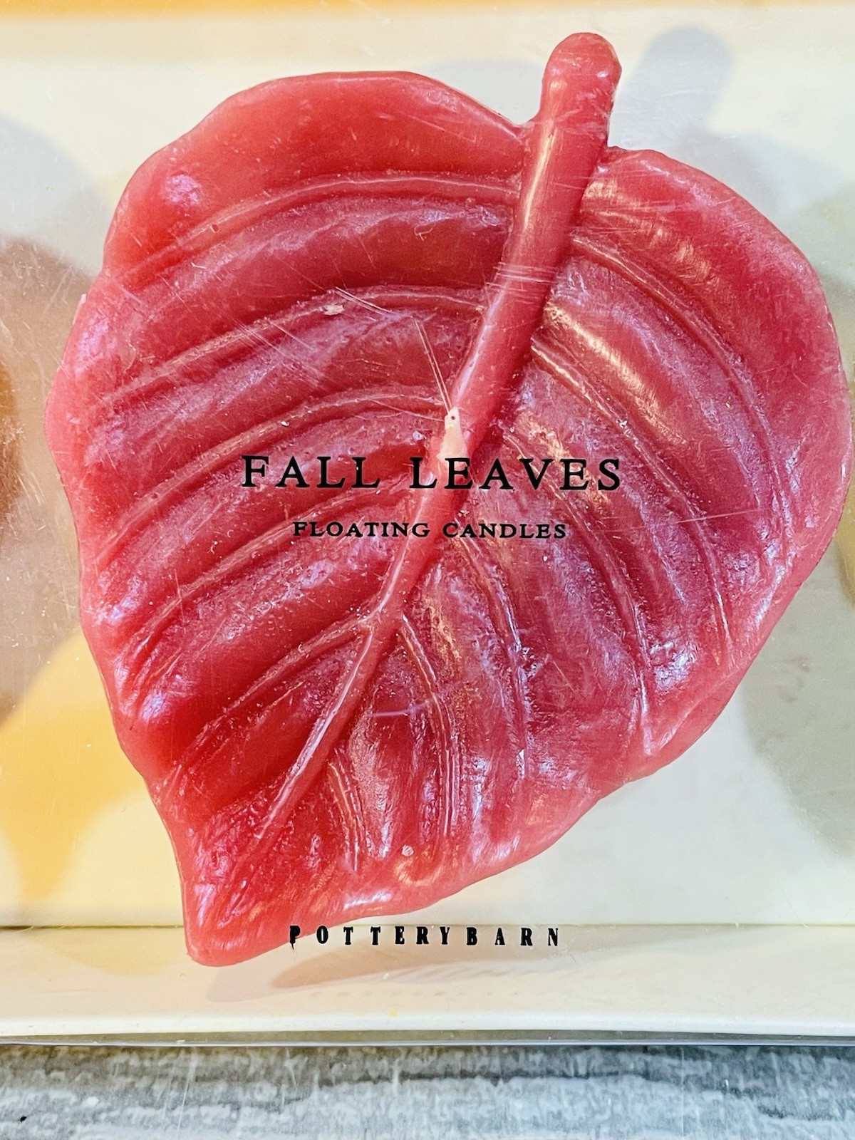 Pottery Barn Box Of 3 Fall Leaves Floating Candles NEW In Box Holidays Colorful