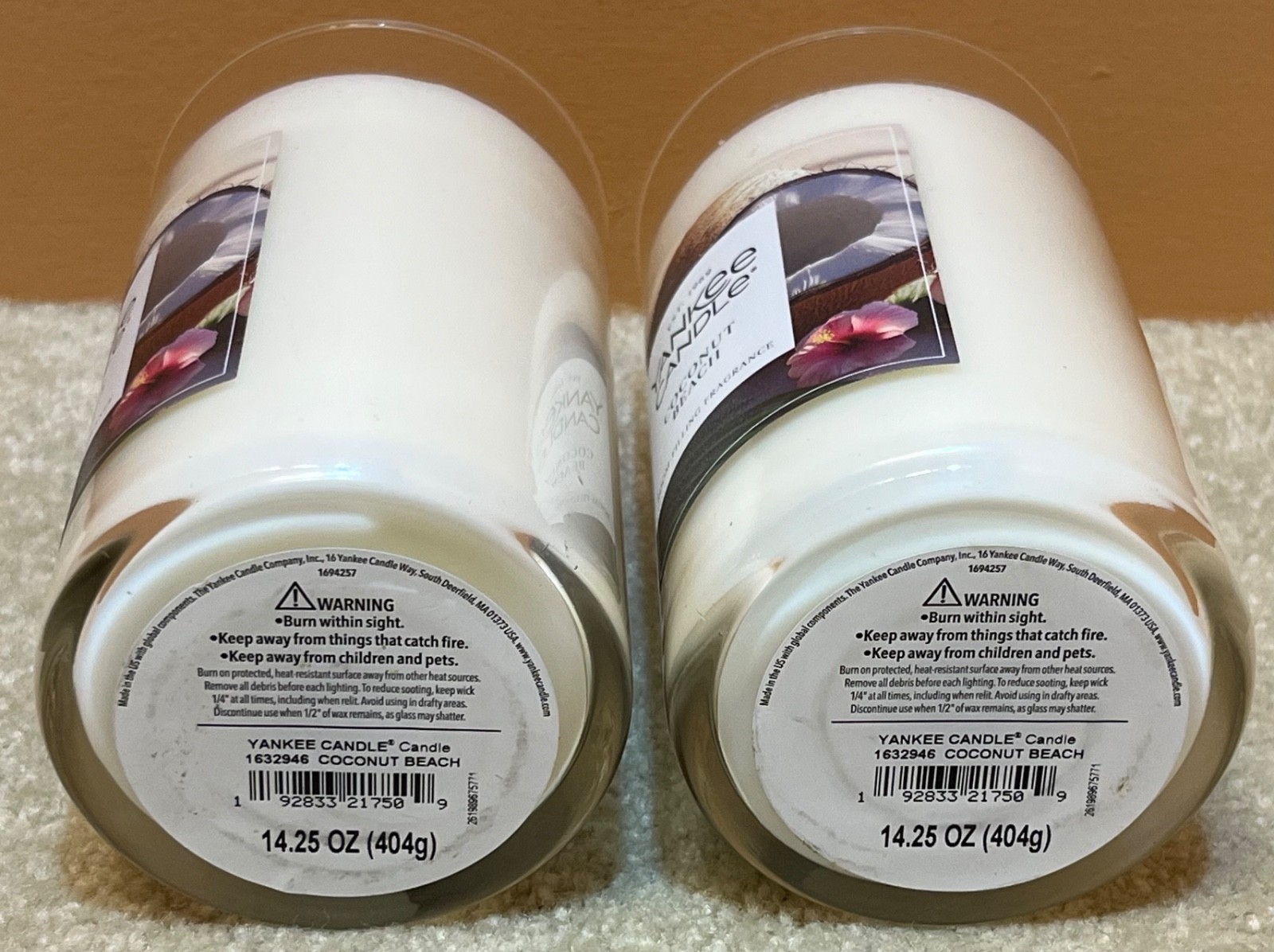 LOT OF 2-NEW Yankee Candle COCONUT BEACH Large 14.25oz. Each FREE SHIPPING