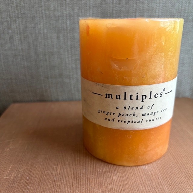 Pier 1 Multiples Candle 3×4 Tropical Ginger Peach Mango NOS 60Hr
